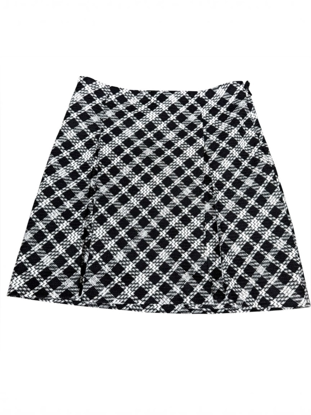 Karl Lagerfeld Paris Black White Clueless Tweed Plaid A Line Mini Skirt Size 6